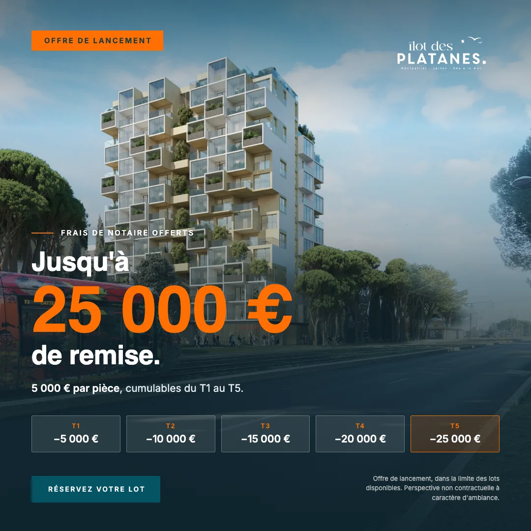 Publicité M&A Promotion : jusqu'à 25 000 € de remise sur l'Îlot des Platanes